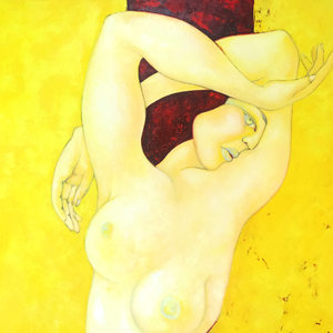 nudewomanyellowbackground